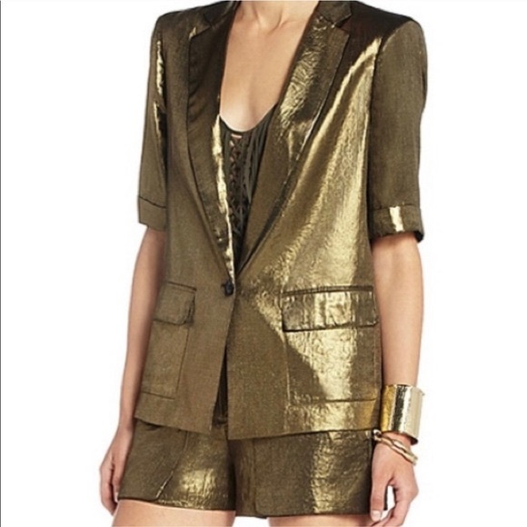 Gold, Short Sleeved Blazer - Picture 1 of 4